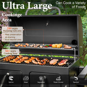 Summit Living 34'' Charcoal Grill Extra Large Portable BBQ Grill, Black
