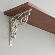 Signature Hardware Lienna Scrollwork Brass Shelf Bracket, 7-1/8 in Length, Brushed Nickel Finish, 955215-7
