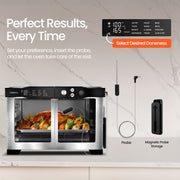 Gourmia French Door Digital Toaster Oven Air Fryer, 24L Capacity, 12 Cooking Functions, Integrated Temperature Probe, Stainless Steel