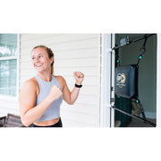 Quiet Punch Doorway Punching Bag, Portable Home Boxing Trainer with Phone Holder and App, Black, Compact 28-36 in