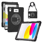 CODi Rugged iPad Case with Integrated Screen Protector, 360 Protection, Rotating Kickstand, Adjustable Hand Strap, Detachable Shoulder Strap, Black, C30705069IS