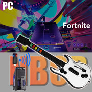 NBCP Wireless Gaming Guitar Controller for PC, Compatible with Clone Hero, Guitar Hero III, Rock Band, White