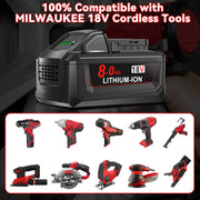 Dinosoo 48-11-1840 Battery, 2-Pack 8.0Ah Lithium-Ion, Compatible with 18V M-18 Cordless Power Tools, Fits Models 48-11-1865, 48-11-1850, 48-11-1860, 48-11-1852