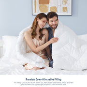 HOMTEC California King Duvet Insert, All-Season Down Alternative with Breathable 100% Cotton Shell, Wave Quilting, 4 Corner Tabs, White