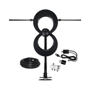 Antennas Direct ClearStream MAX-XR Complete Amplified Indoor Outdoor HDTV Antenna, 60-Mile Range, Black, with Jolt Switch USB Amplifier, Mast, Cable, and 3-Way Splitter C2M-AC