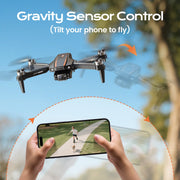 Wefone H31 Drone with Camera, Optical Flow Hover Technology, Adjustable 90 Camera, Gesture Control, 3 Speed Settings, 2 Batteries, Black