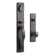 Signature Hardware SH552154DB Ellis Entrance Door Set with Round Knob w/Spring Assistance, Left Hand, Dark Bronze