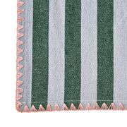 Beautiful Home by Drew Barrymore Yarn Dyed Stripe Whipstitch Fabric Tablecloth, Thyme Blue, 84 in x 60 in, Cotton