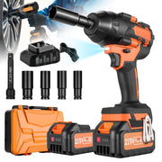 SPBTAR Cordless Impact Wrench Kit, 1200Nm High Torque Brushless Motor, 21V with Dual 4.0Ah Batteries, Charger, LED Work Light, 5 Sockets Set