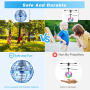 Siqh Flying Orb Ball Toy, 360 Rotating Soaring Hover Orb, Boomerang Spinner with Magic RGB LED Lights, Hand Controlled, Blue