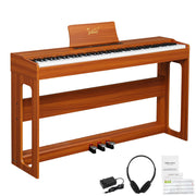 Tcbosik INT-GT-MR-240913-14 Glarry 88 Keys Full Weighted Keyboards Digital Piano w/ Furniture Stand, Brown