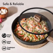 Sensarte Nonstick Ceramic Cookware Set, 24 Pieces, Induction Compatible, Dishwasher Safe, Black and White
