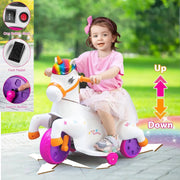 TRANSLINK 12V Unicorn Ride On Car with Music, Up and Down Motion, Electric Pony for Kids Ages 2-6, Rainbow