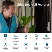 Arlo AVD4001 Video Doorbell 2K (2nd Generation), White