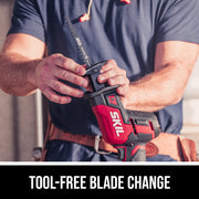 Skil PWR Core 20 Brushless 20V Compact Reciprocating Saw, Digital Motor, Dual LED Lights, Variable Speed Trigger, RS5825B-00