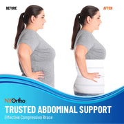 NYOrtho Bariatric Abdominal Binder, Plus-Size Adjustable Post-Surgery Compression Garment, 12 in Wide, Fits 30-45 in Waist, 108375