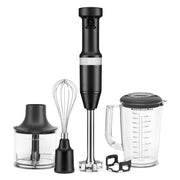 KitchenAid Variable Speed Corded Hand Blender with 8-Inch Removable Arm, Whisk and Chopper Attachments, Matte Black, KHBV83BM