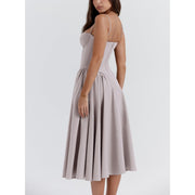 CassandraHayley Women Spaghetti Strap Fit and Flare Casual Dress, M, Light Gray - Machine Washable