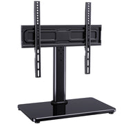 MountFTV Universal Table Top Swivel TV Stand with Alloy Steel, Black Tempered Glass Base, 50 Swivel, Adjustable Height, Fits 24-60 Inch TVs, Supports up to 99 lbs, VESA up to 400x400mm