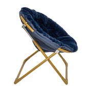 Flash Furniture Gwen Kids Cozy Mini Folding Saucer Chair, Navy Faux Fur Upholstery, Soft Gold Alloy Steel Frame, Foldable, 23 in FV-FMC-030-NV-SGD-GG