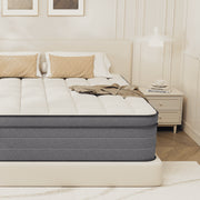VQRking Full Size Hybrid Mattress, 10 Inch Euro Top, Medium Firm, Cooling Gel-Infused Memory Foam, Pocket Coils, Reinforced Edge Support, Motion Isolation, Gray