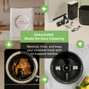 Natridy Electric Kitchen Composter, Odor-Free Indoor Food Waste Bin, 40dB Quiet, Detachable Blade, Self-Cleaning, Japanese Design, 100oz White, CYF01-500CD5