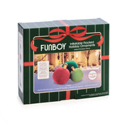 Funboy Oversized Inflatable Flocked Holiday Ornaments 3-Pack, Red Green Gold, Indoor Outdoor Christmas Decorations