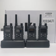 KETELESE T3G Walkie Talkies, IP67 Waterproof Dustproof, Rechargeable 1100mAh Battery, Dual PTT, VOX Hands-Free with Earpiece, High-Brightness Flashlight, 4 Pack, Black Grey