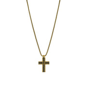 ED HARDY Men's Stainless Steel Gold-Tone Cross Pendant Necklace