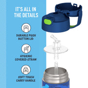 Thermos Kids Stainless Steel Funtainer Water Bottle with Straw, Leak-Proof, Dinosaur Design, 14 oz, F40524DN4