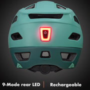 Ozark Trail Adult Rechargeable Light-Up Bike Helmet, Green, Adjustable Fit, 16 Cooling Vents, Extended Rear Coverage, 4820M