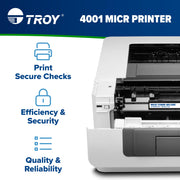 Troy Group Inc. 4001n MICR Laser Printer, Monochrome, 42 ppm, Automatic Duplex, 250 Sheet Capacity, USB & Ethernet, White