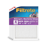 3M 2048-4 Filtrete Furnace Air Filter, 14x18x1, MPR 1500, MERV 12, Allergen Bacteria Virus Protection, 4 Pack