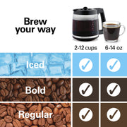 Hamilton Beach 47501J 2-Way Programmable Iced/Hot Coffee Maker, Single-Serve and 12 Cup Glass Carafe