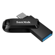 SanDisk Ultra Dual Drive Go USB Type-C and USB Type-A Flash Drive, 128GB, Swivel Design, USB 3.1 Gen 1, 150MB/s Read Speed, Black