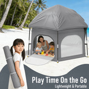 G TALECO GEAR Baby Playpen with UPF50+ Canopy, Instant Pop-Up Portable Foldable Play Yard, Large Indoor Outdoor Tent, Gray, ETWL