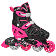 Roller Derby Tracer Adjustable Inline Skates for Kids, Medium 2-5, Black Pink, Buckle Closure, Polyurethane Wheels, I150GM