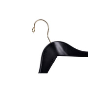 Quality Hangers Semi Curved Wooden Suit Hangers, Black Finish, Gold Swivel Hook, 10-Pack