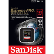 SanDisk Extreme Pro 128GB SDXC UHS-II V90 Memory Card, 300MB/s Read, 260MB/s Write, Black