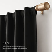 NICETOWN 2-Layer 100% Blackout Curtain Panel Set, Black, 52 in W x 95 in L, 2 Panels