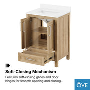 Ove Decors Kansas 24 Bathroom Vanity, White Oak, Engineered Marble Top, Single Undermount Sink