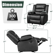 TrumanPick Recliner Chair, Manual Rocking and Reclining, Oversized , Black Faux Leather, Supports 350 lb - Ergonomic Design
