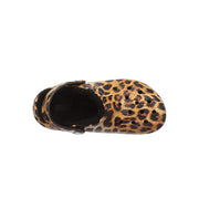 Crocs Classic Lined Animal Print Clogs with Fuzzy Liner, Leopard Black, Unisex, Size 5 Women/3 Men, 206559