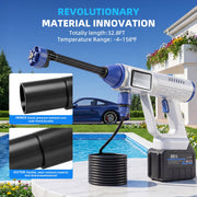 MQHUAYU Cordless Pressure Washer, 1500PSI, 200W Motor, 6-in-1 Adjustable Nozzle, Dual 96V Batteries, 32.8ft Hose