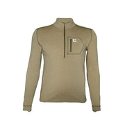 Carhartt Force Heavyweight Base Layer Quarter-Zip Shirt with Rugged Flex and FastDry, Burnt Olive Heather, Large, UH0111-M-BOLHTR-L