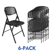 Mainstays Premium Breathable Resin Folding Chair, Black, Set of 6, 18090673920