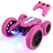 Force1 USA Toyz Tornado Extreme RC Car, Dual-Sided Driving with Bright LEDs, Off-Road Rubber Tires, Rechargeable, Pink