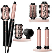 Nicebay Hot Air Brush 4-in-1 Hair Styling Tool with Detachable Oval and Curly Brushes, 1300W Ceramic Coating, Ionic Technology, 360 Degree Swivel Cord, Silver, DW8008