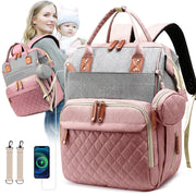 Morfone Baby Diaper Bag Backpack, Multifunction Waterproof Large Capacity with USB Charging Port, Stroller Straps, Pacifier Case, Unisex Gray