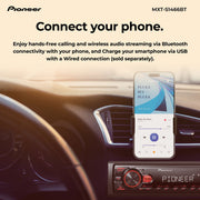 Pioneer MXT-S1466BT Car Audio Stereo Bundle, Bluetooth Head Unit Receiver with Hands-Free Calling, USB Charging, AM/FM Radio, Four 6.5-Inch 4-Ohm Speakers, 50W x 4 RMS